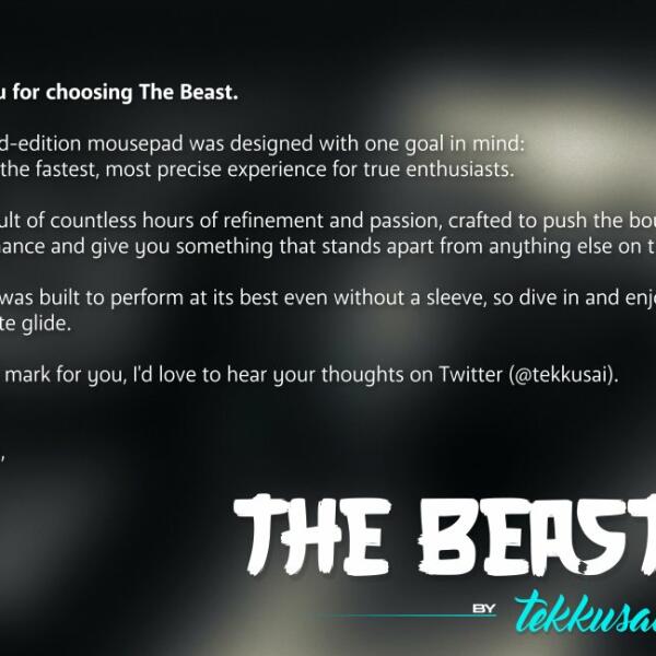 Tekkusai "The Beast" Glass Mouse Mat - Limited Edition